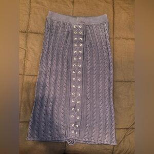 Kenzo Blue Cable Lace Up Midi Skirt